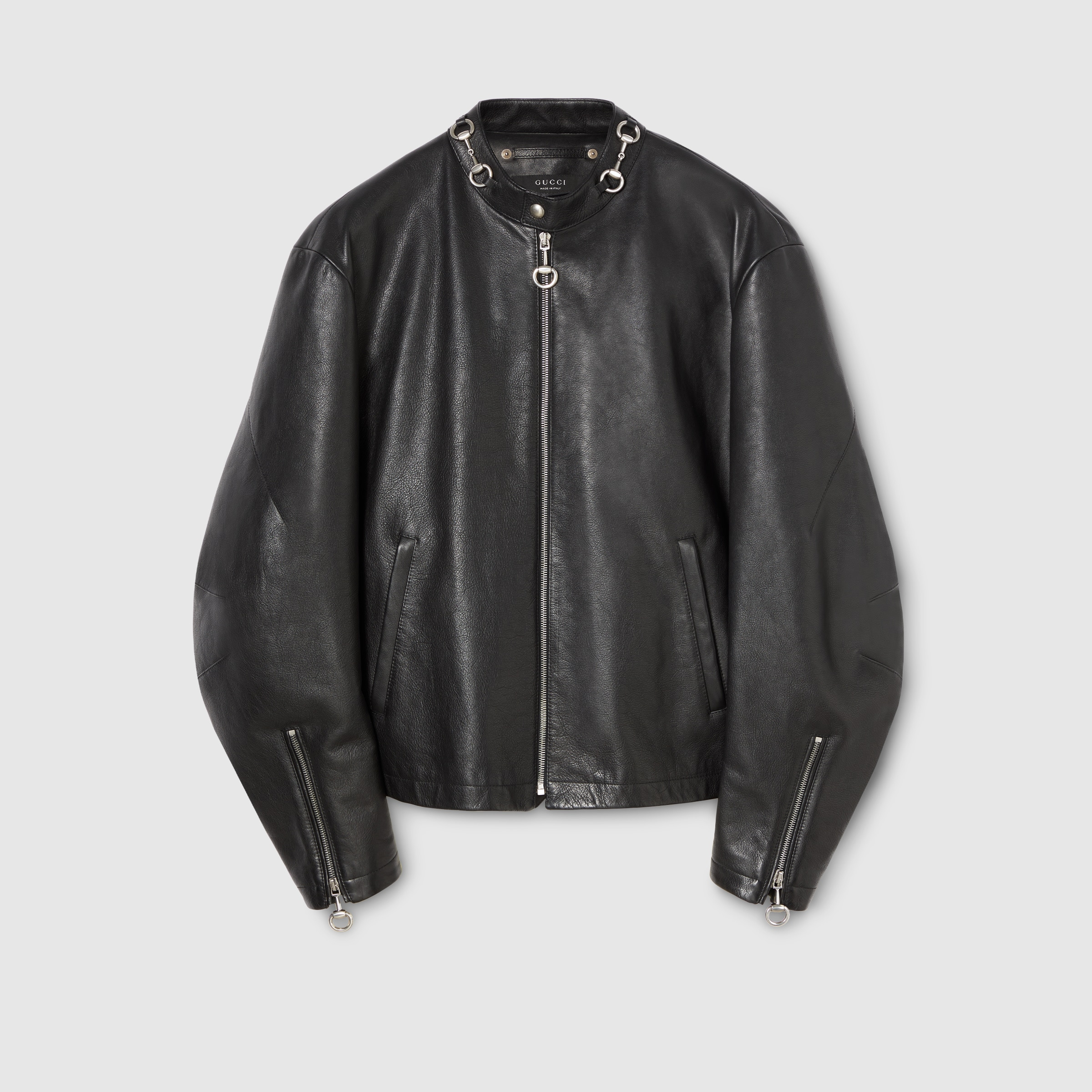 leather jacket with horsebit