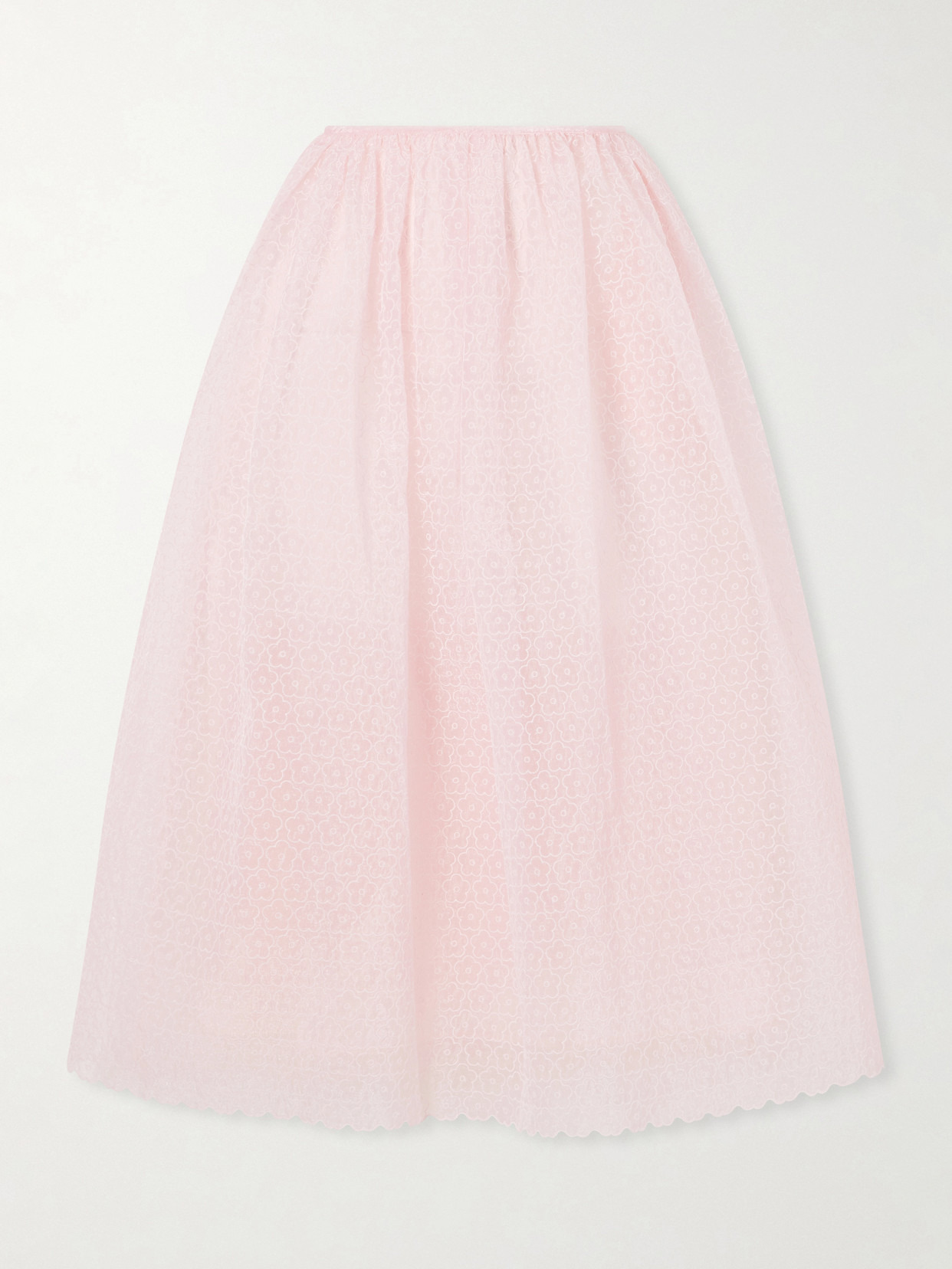 embroidered cotton-blend midi skirt