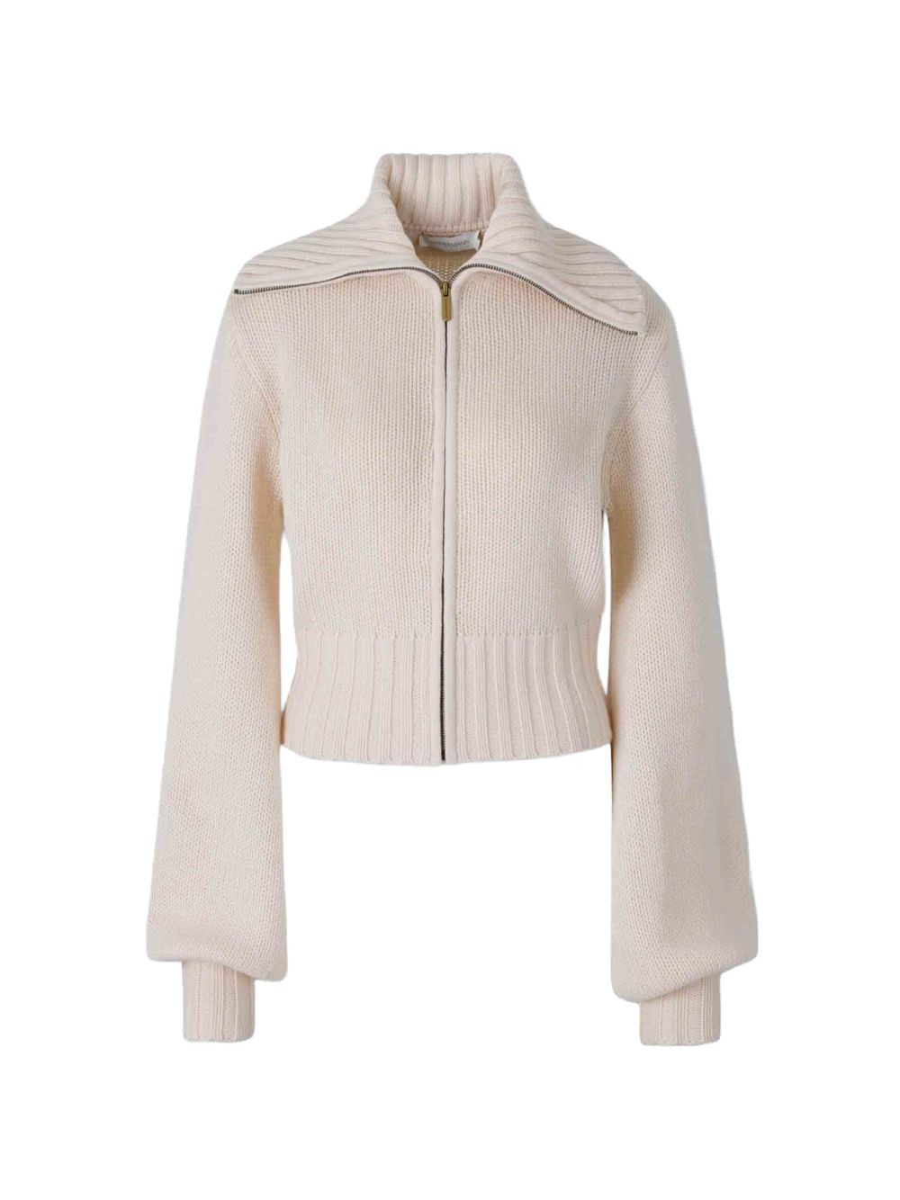 ribbed-knit zip-up cardigan