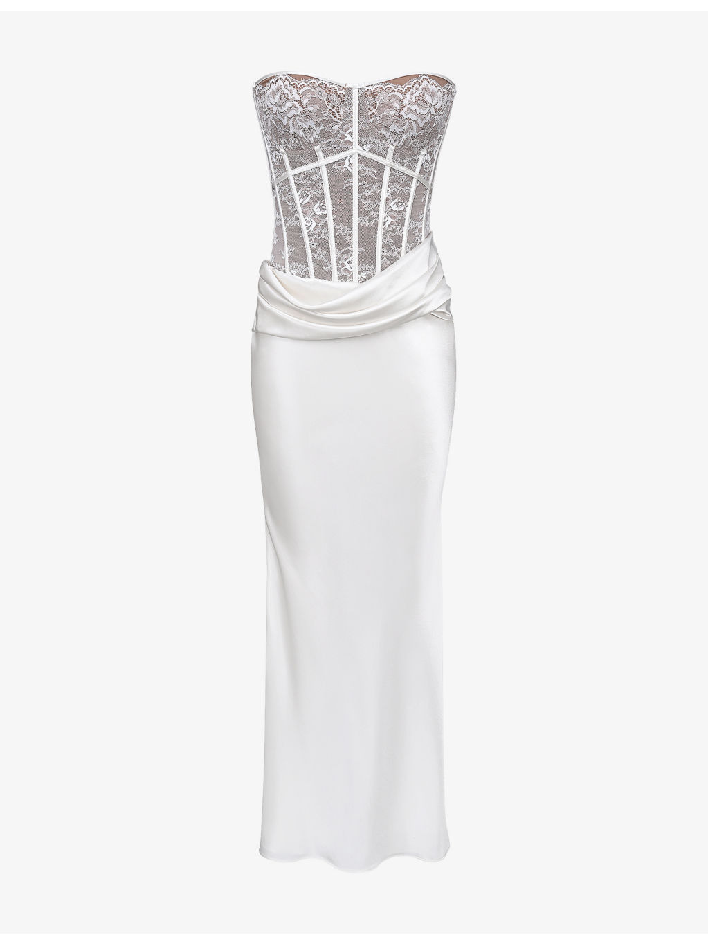ayana corset lace and satin maxi dress