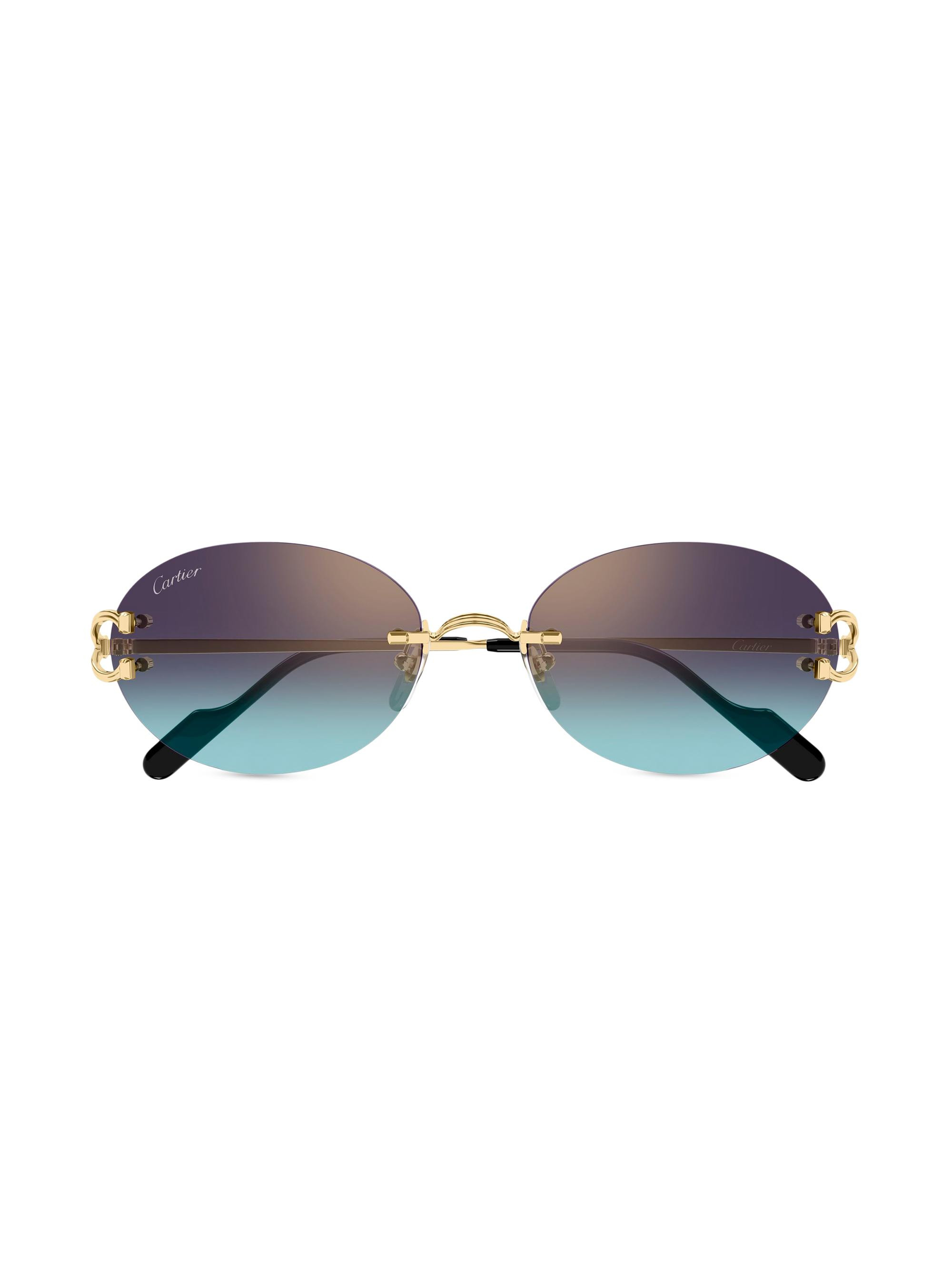 women's c decor 55mm 24k-gold-plated oval sunglasses - gold blue