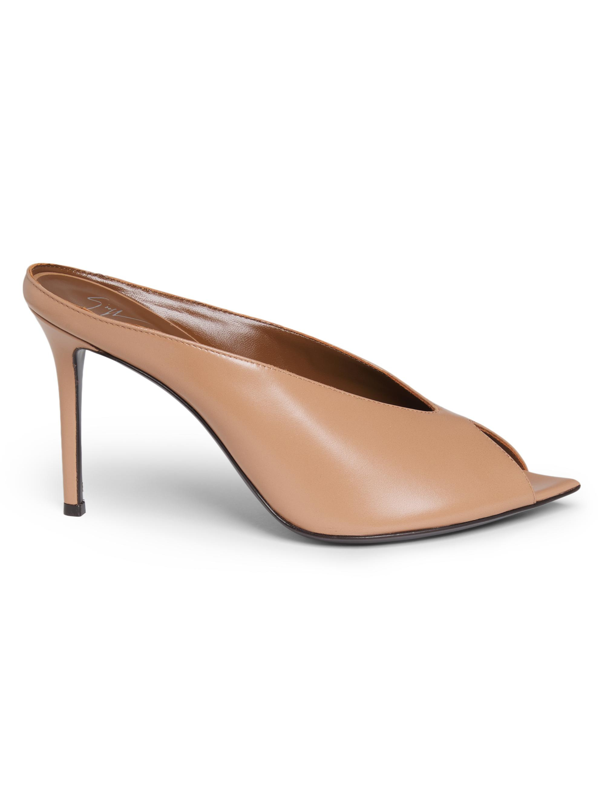 women's 90mm leather peep-toe mules - muse lotus