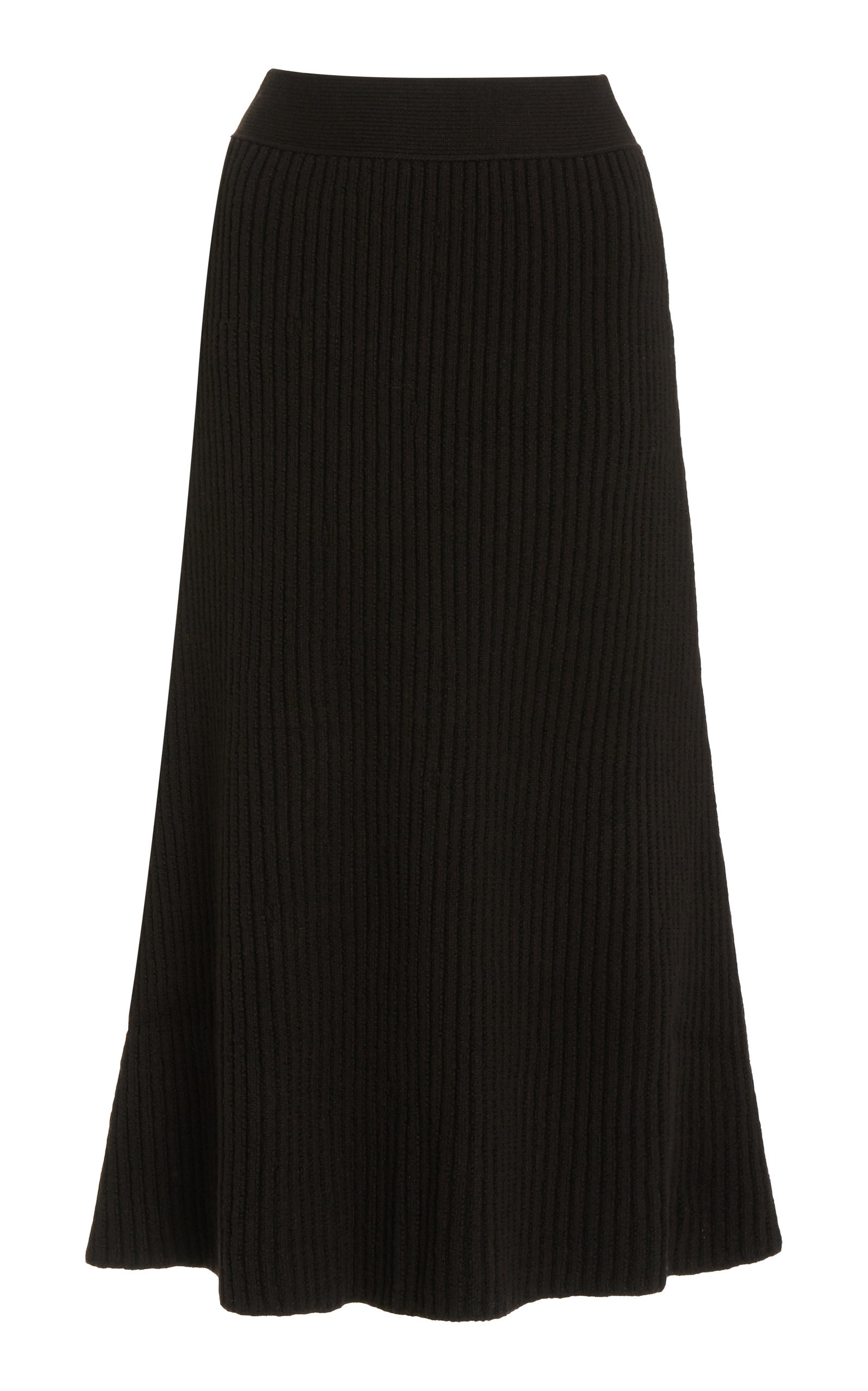 ribbed-knit wool midi skirt brown