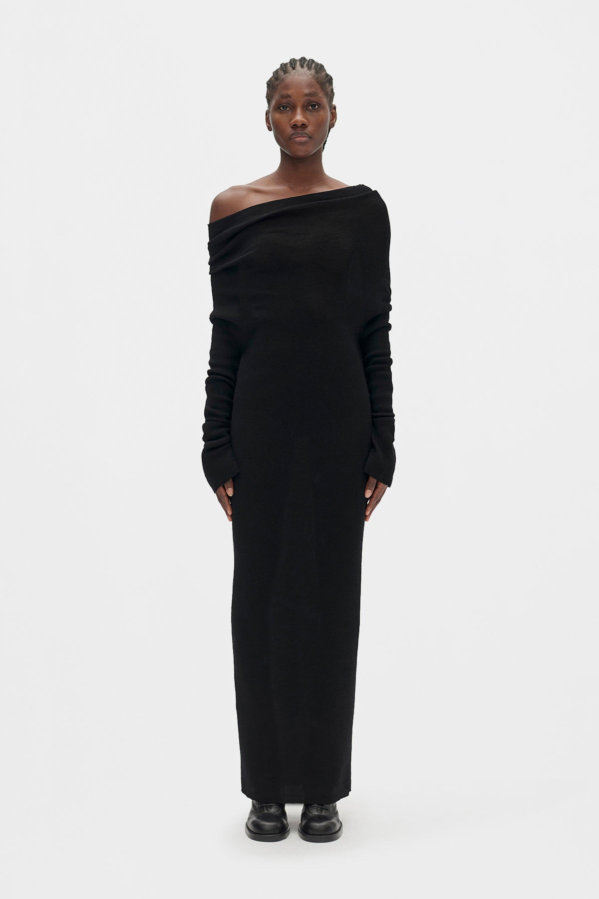 barbro dropped shoulder midi knitted dress