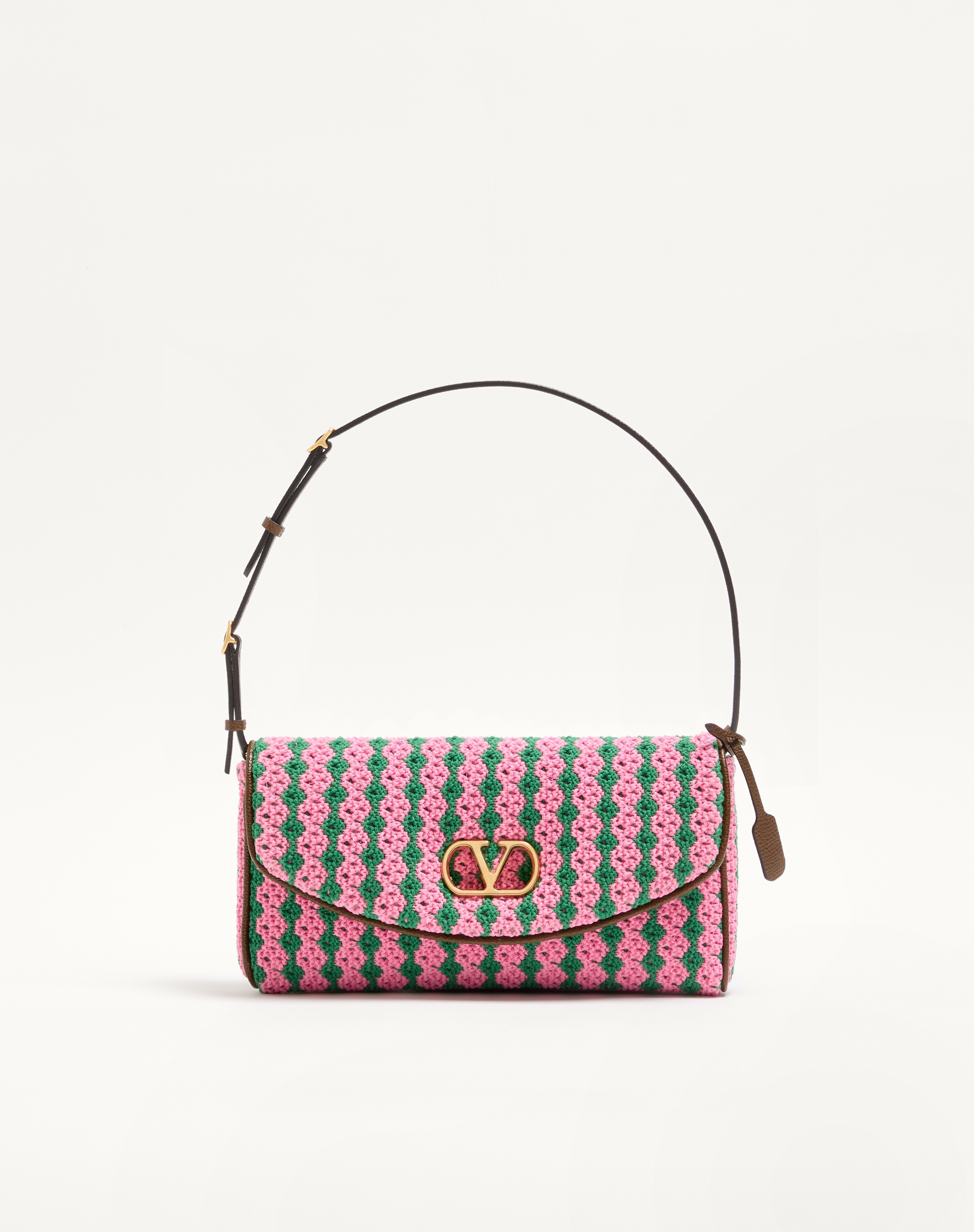 valentino garavani devain small shoulder bag in crochet fabric