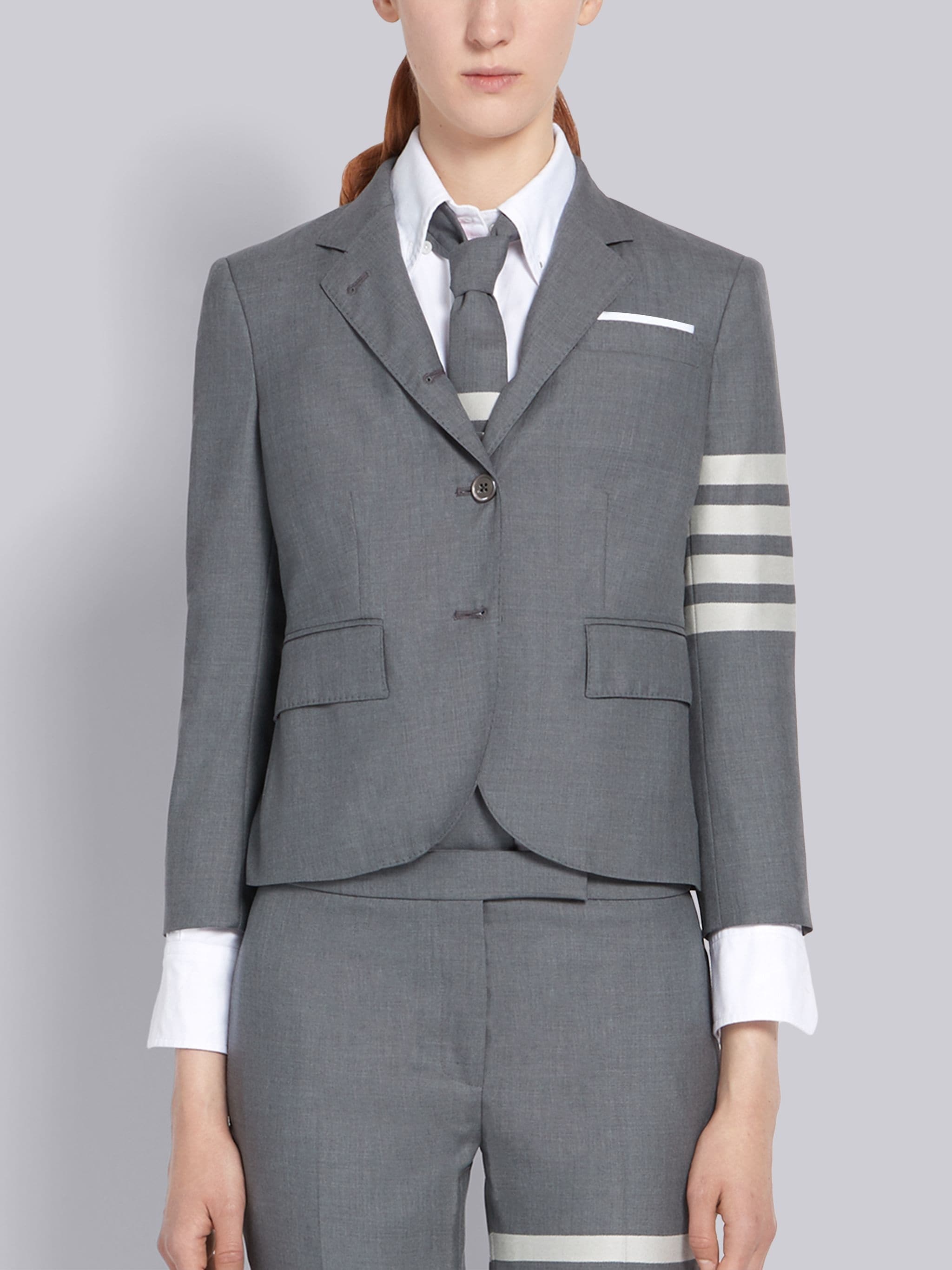 medium grey plain weave suiting 4-bar high armhole jacket