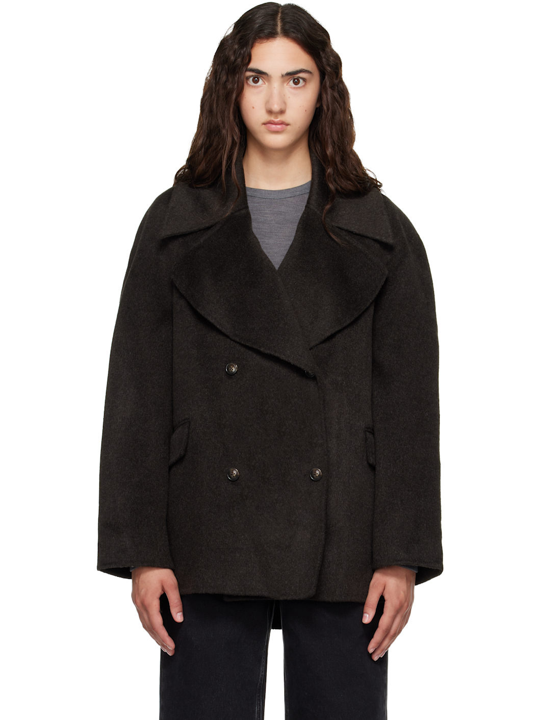 brown neil double breasted jacket