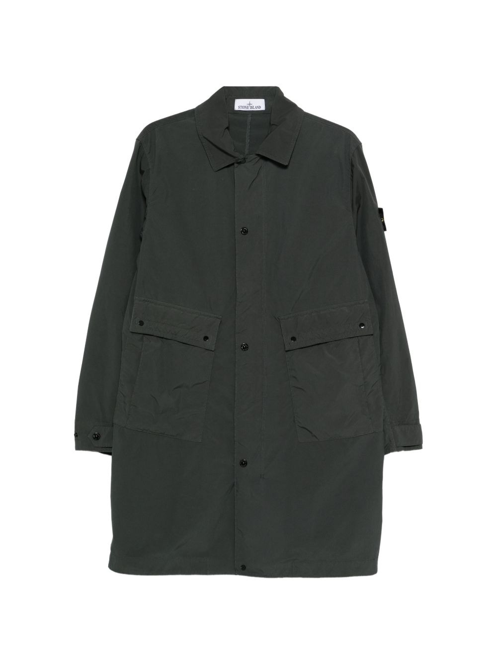 button pocket long parka coat