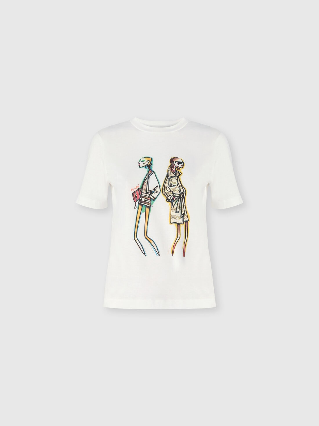 cotton jersey crewneck t-shirt with print and logo