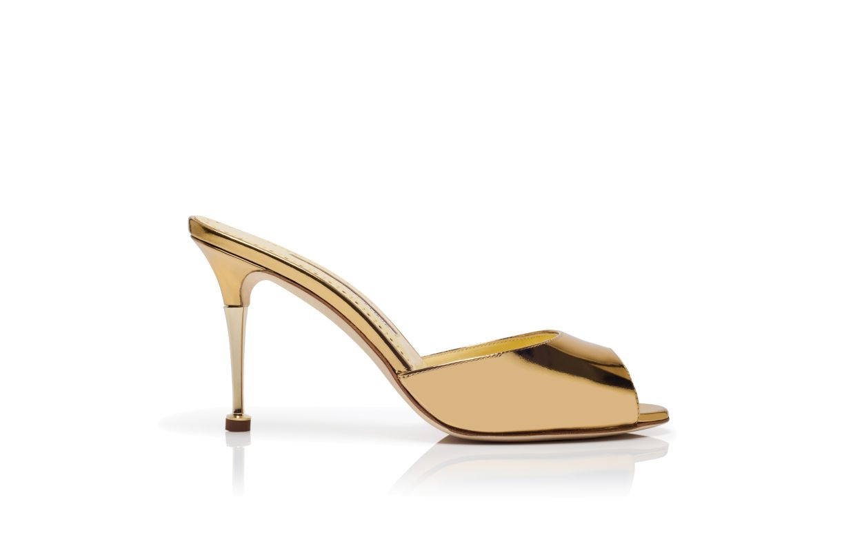 gold calf leather mules